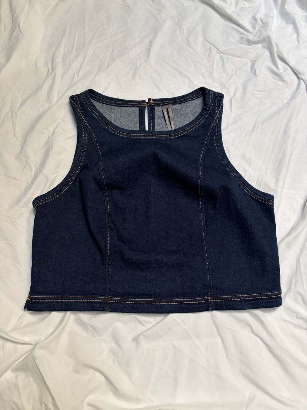 BY ANTHROPOLOGIE Crop Denim Vest Women's Size L Blue